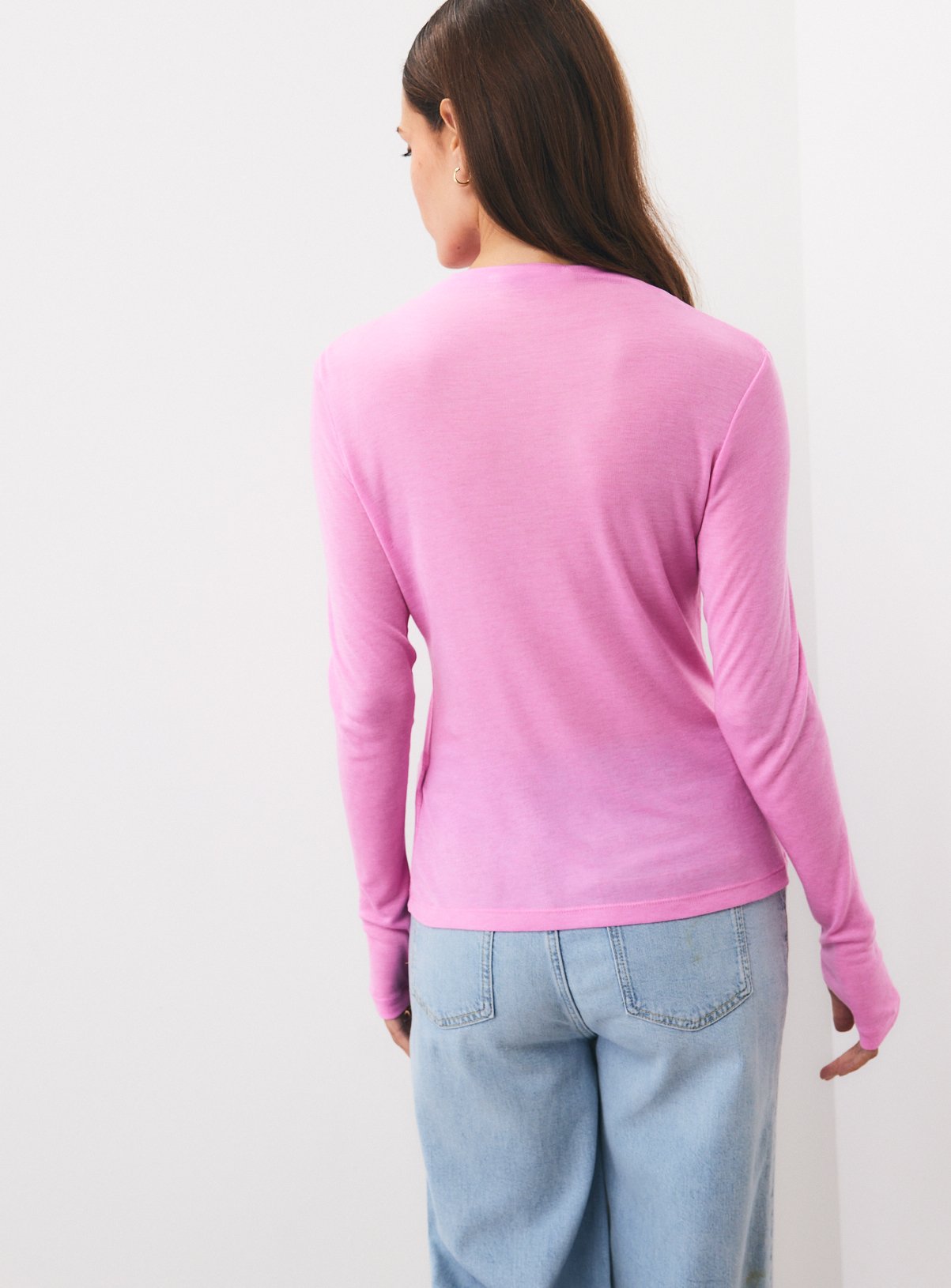 Bright Pink High Neck Top With Wool 6 - Image 4 thumbnail